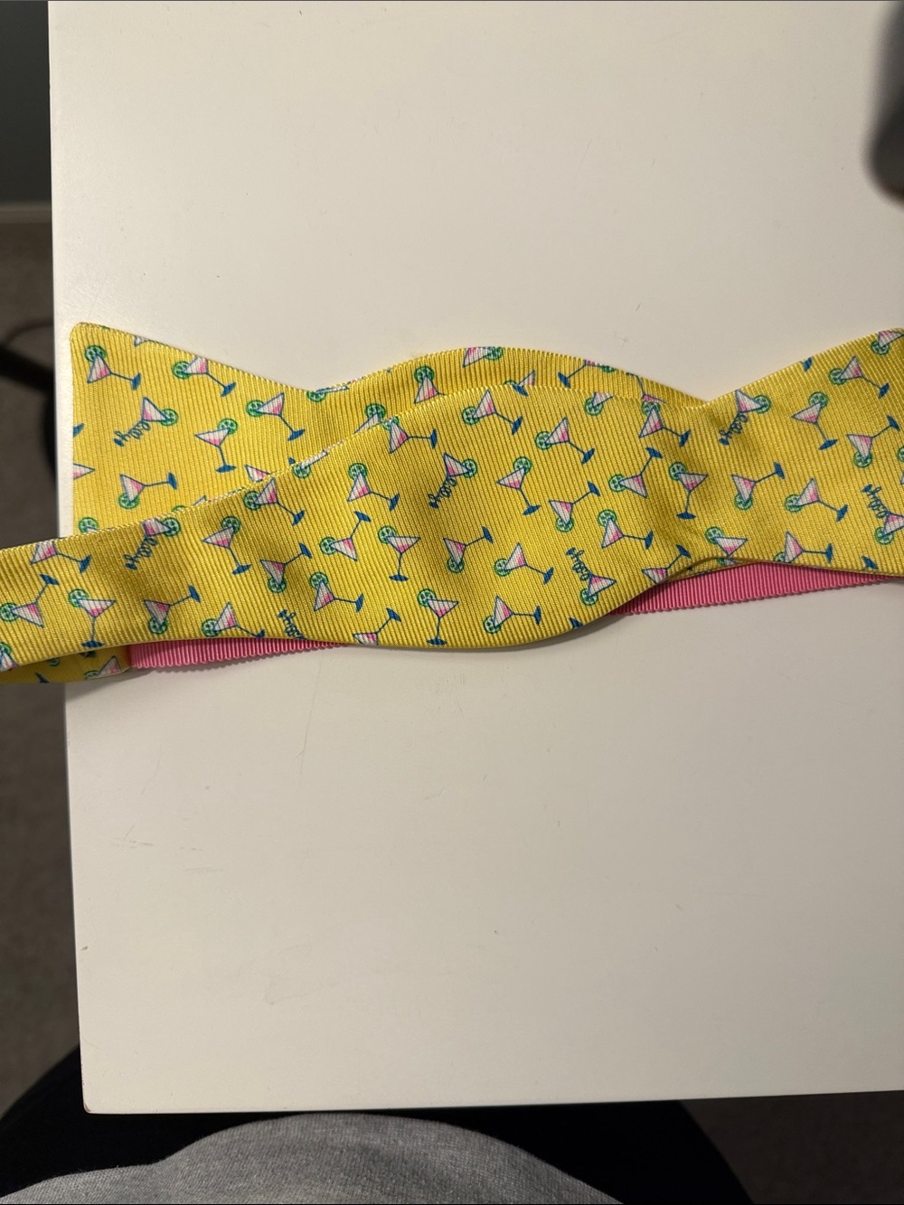 Lilly Pulitzer Yellow Martini Print Bow Tie